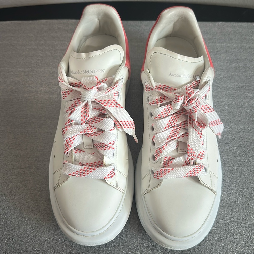 Alexander McQueen Oversized Sneaker - White and Pink Suede Size 7.5
